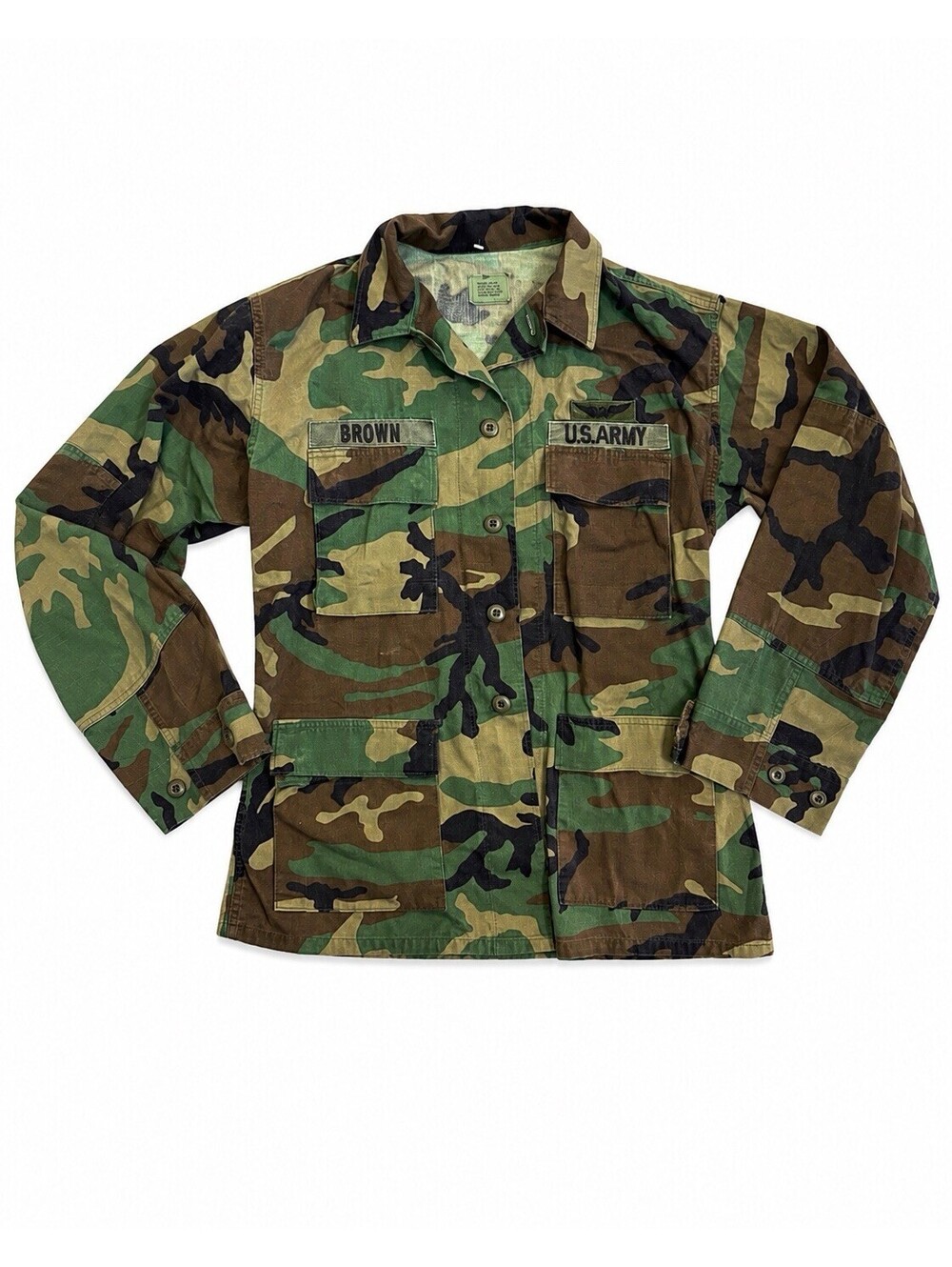 U.S. Army Woodland Camo BDU Shirt Medium Regular Military Combat Jacket Coat M/R